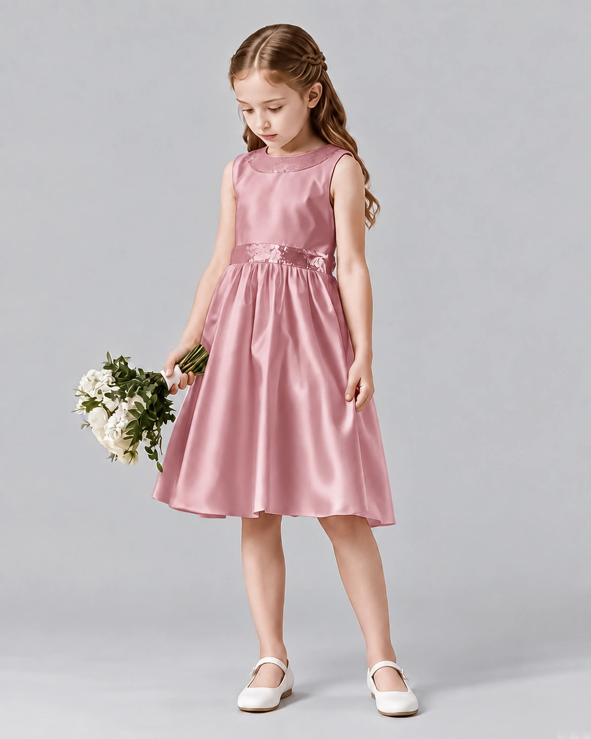 Dusty Rose A-line Girls Formal Dresses Side