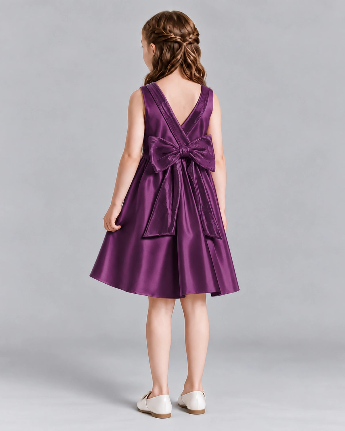 Grape A-line Girls Formal Dresses Back