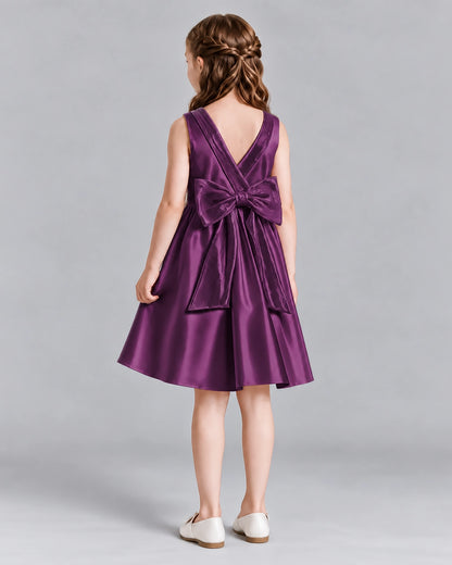 Grape A-line Girls Formal Dresses Back