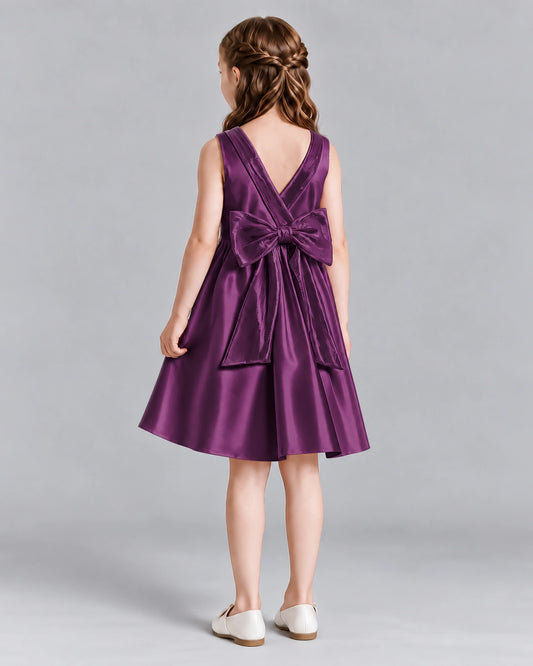 Grape A-line Girls Formal Dresses Back