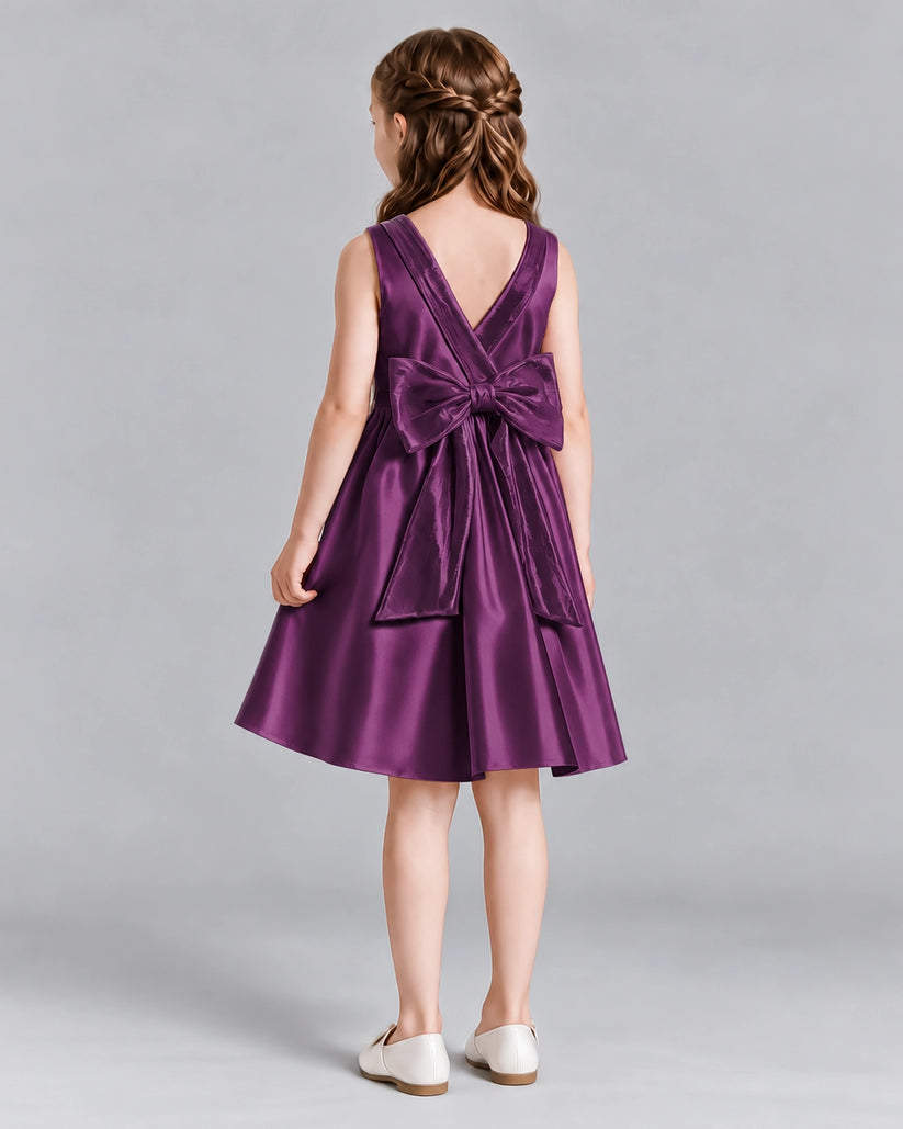 Grape A-line Girls Formal Dresses Back