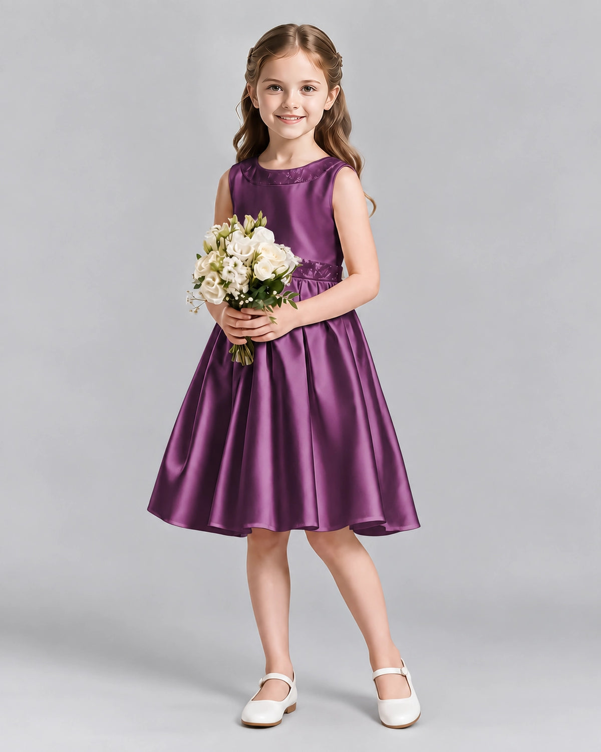 Grape A-line Girls Formal Dresses Front