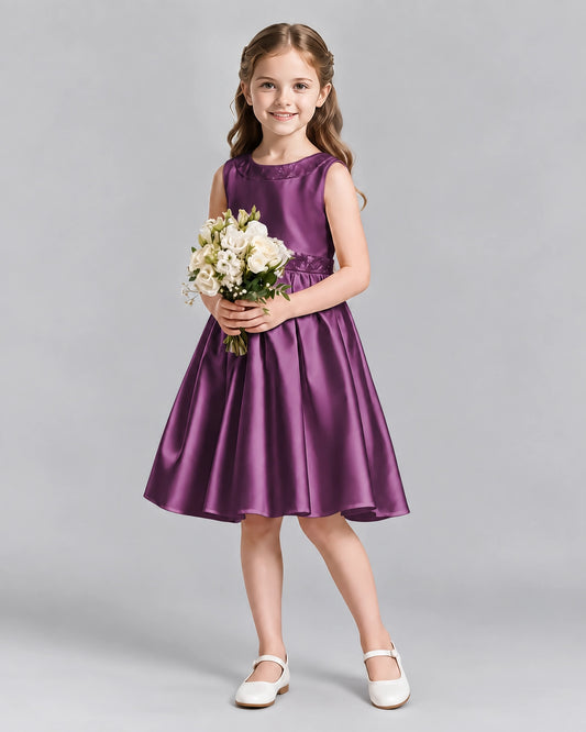 Grape A-line Girls Formal Dresses Front