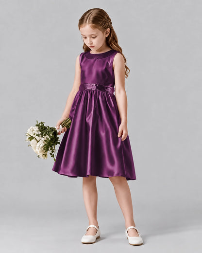 Grape A-line Girls Formal Dresses Side