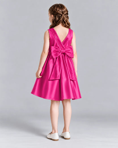 Hot Pink A-line Girls Formal Dresses Back