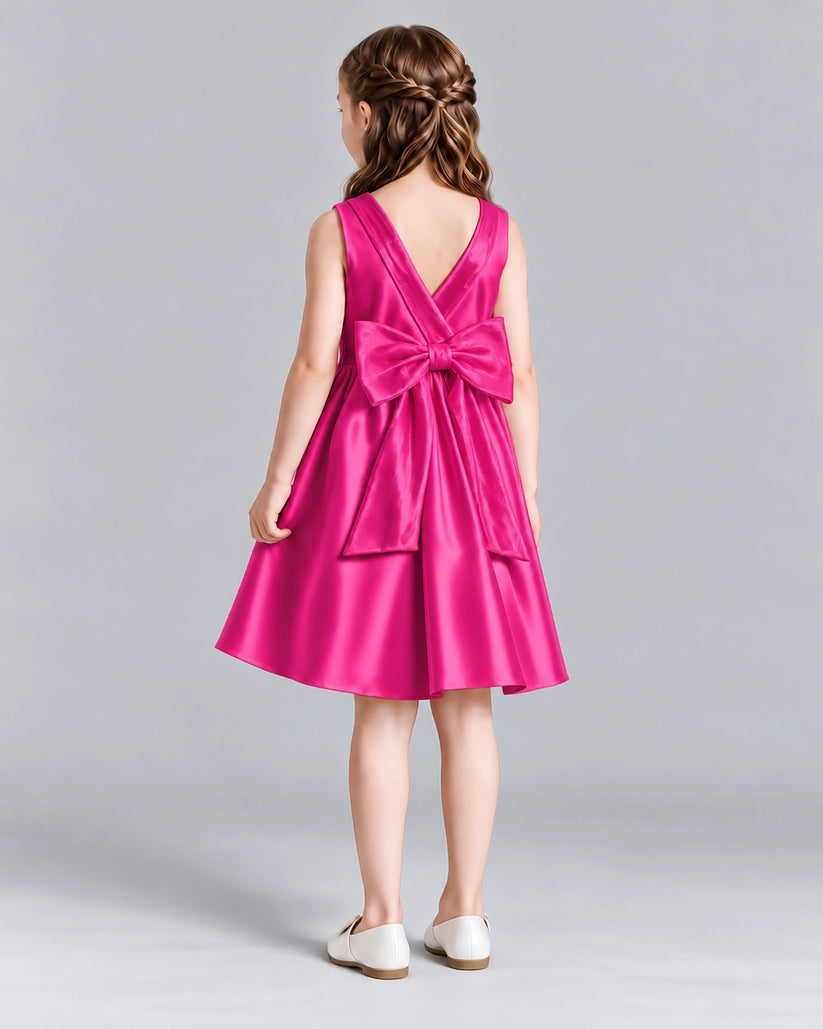 Hot Pink A-line Girls Formal Dresses Back