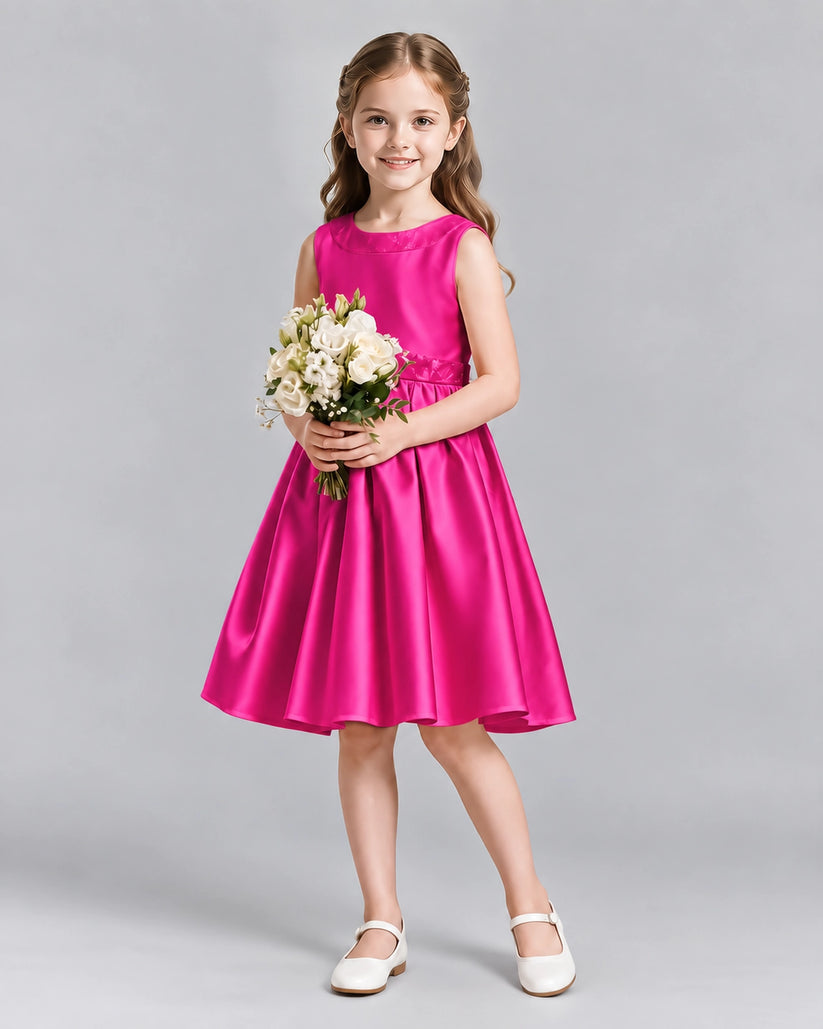 Hot Pink A-line Girls Formal Dresses Front