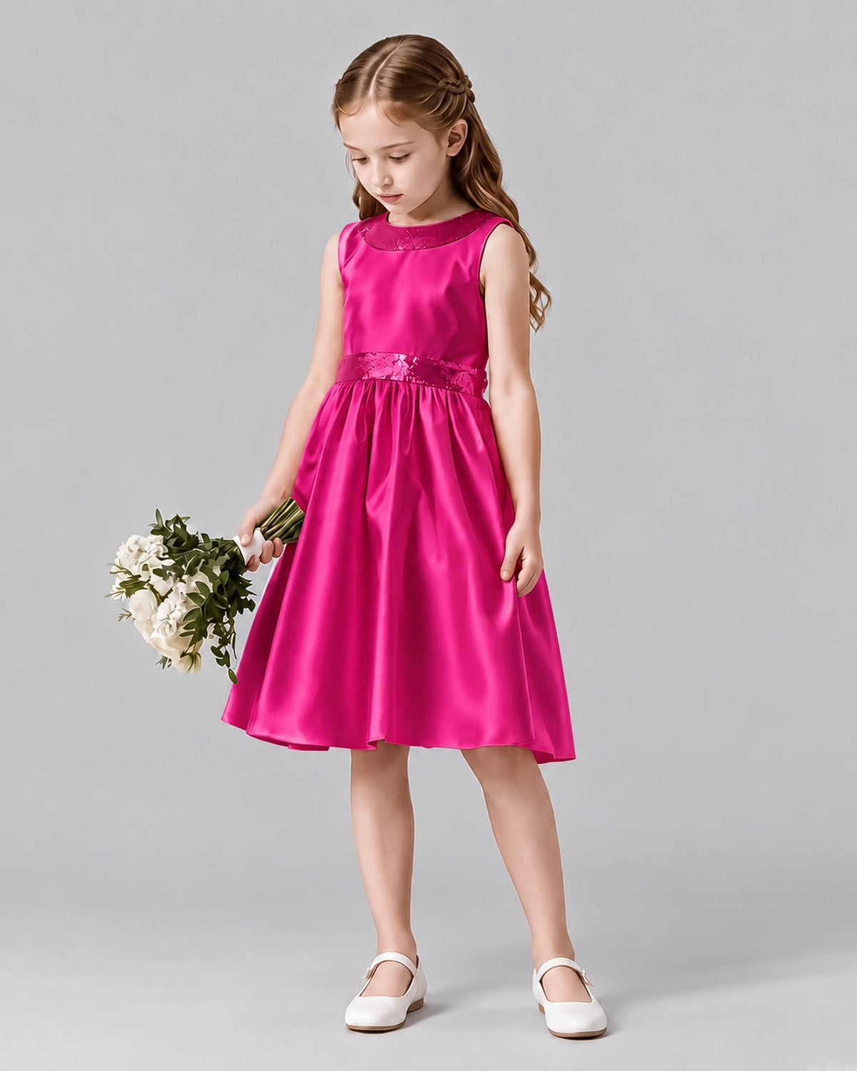 Hot Pink A-line Girls Formal Dresses Side