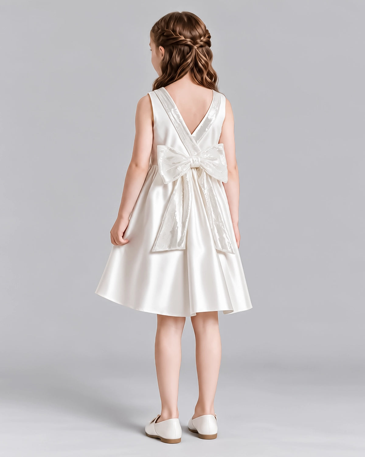 Ivory A-line Girls Formal Dresses Back