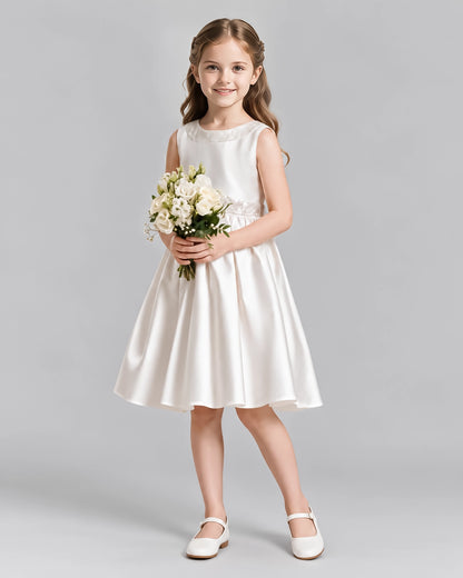 Ivory A-line Girls Formal Dresses Front