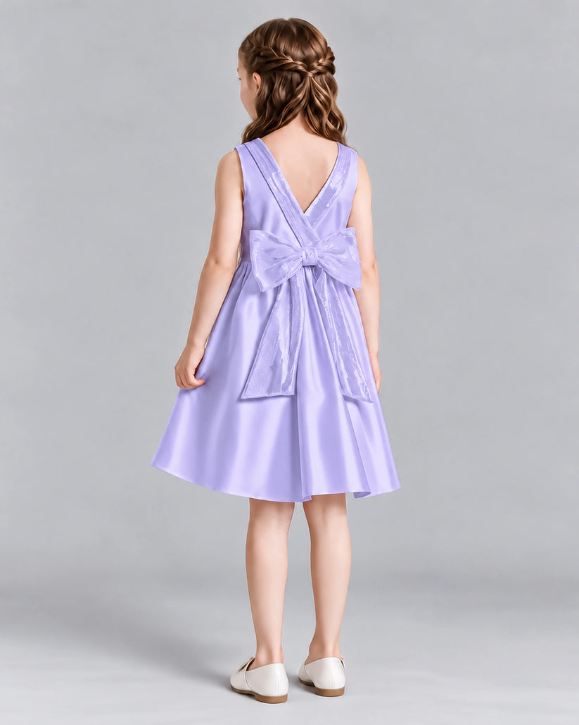 Lavender A-line Girls Formal Dresses Back