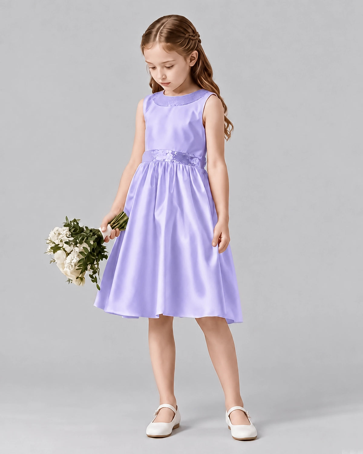 Lavender A-line Girls Formal Dresses Side