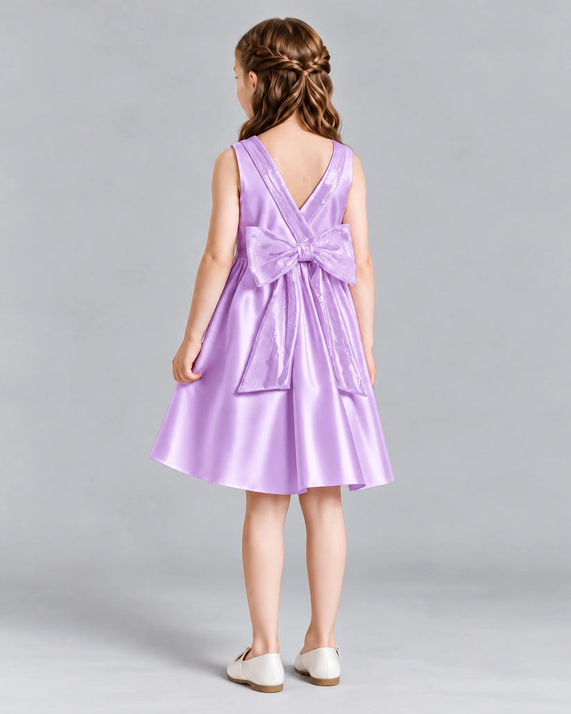 Lilac A-line Girls Formal Dresses Back