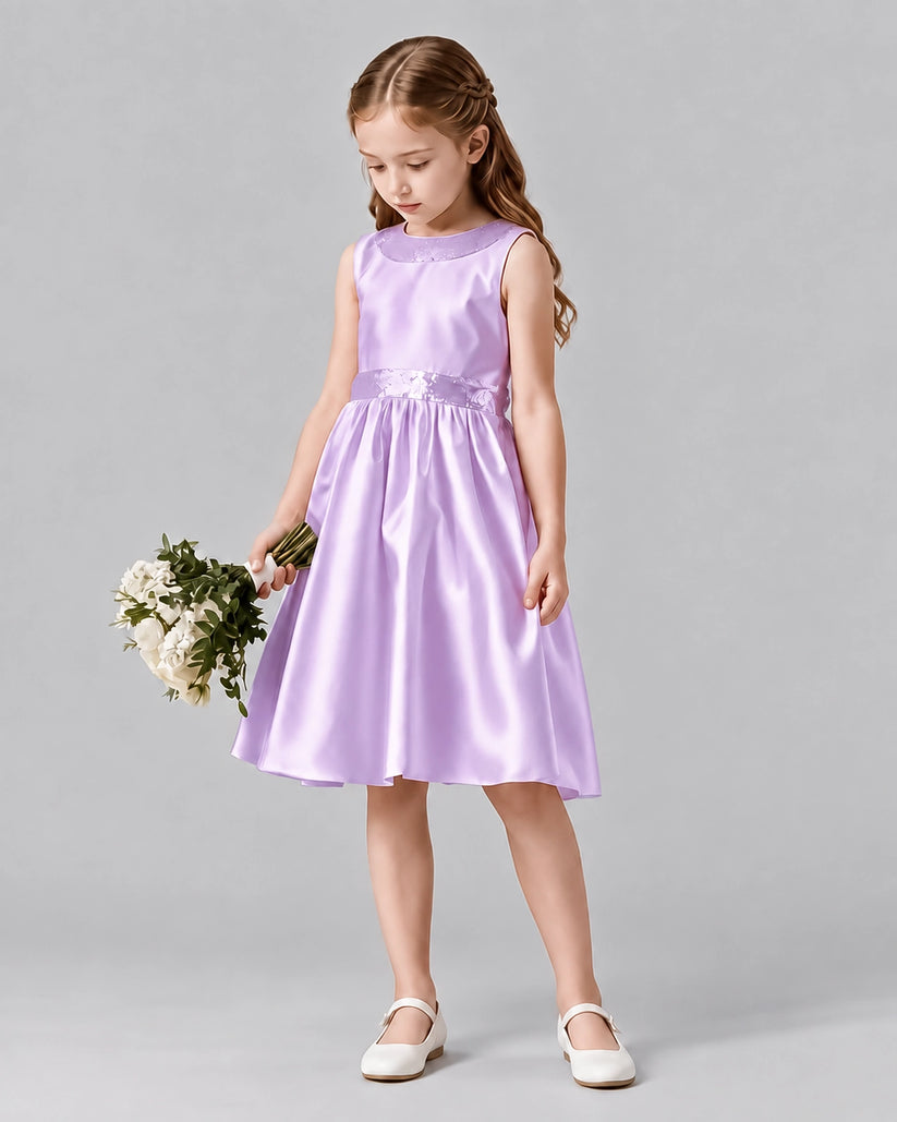Lilac A-line Girls Formal Dresses Side