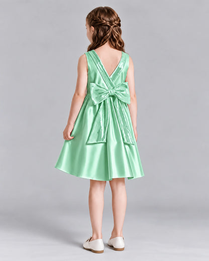Mint Green A-line Girls Formal Dresses Back