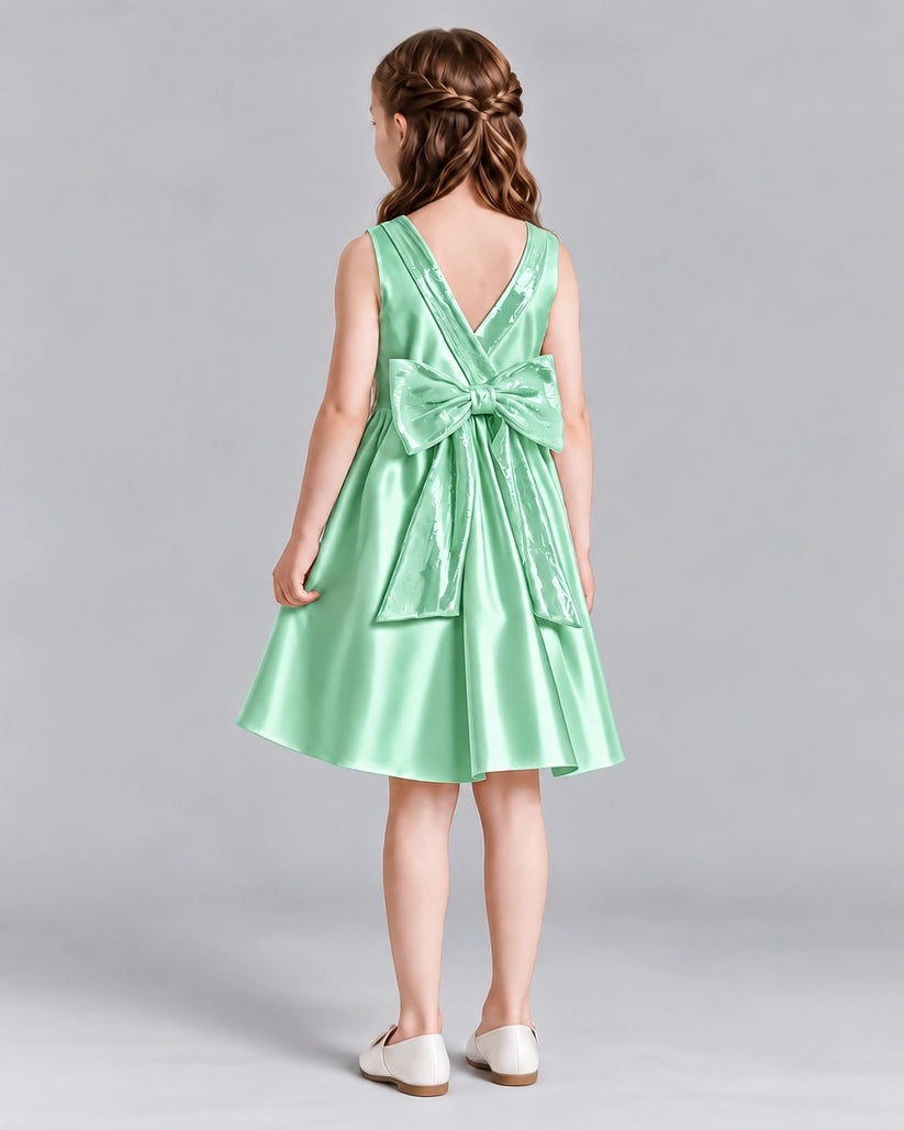 Mint Green A-line Girls Formal Dresses Back