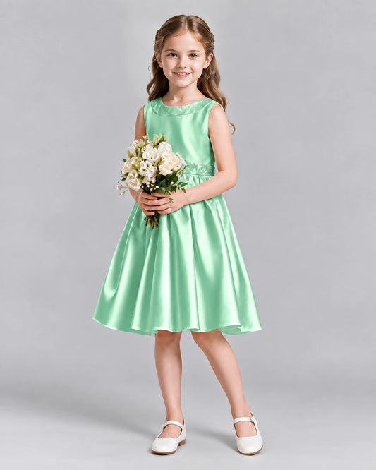 Mint Green A-line Girls Formal Dresses Front