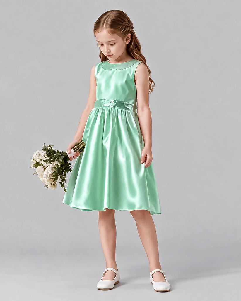 Mint Green A-line Girls Formal Dresses Side