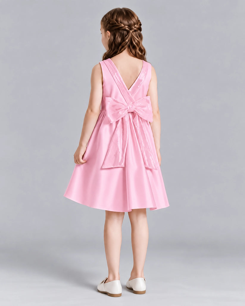 Pink A-line Girls Formal Dresses Back