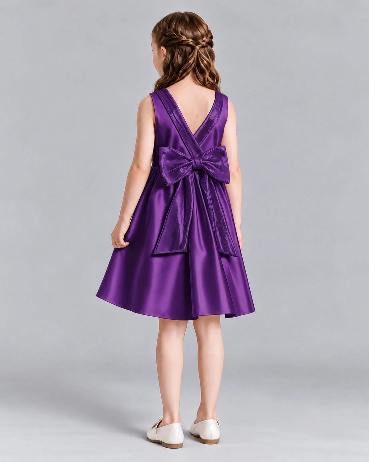 Purple A-line Girls Formal Dresses Back