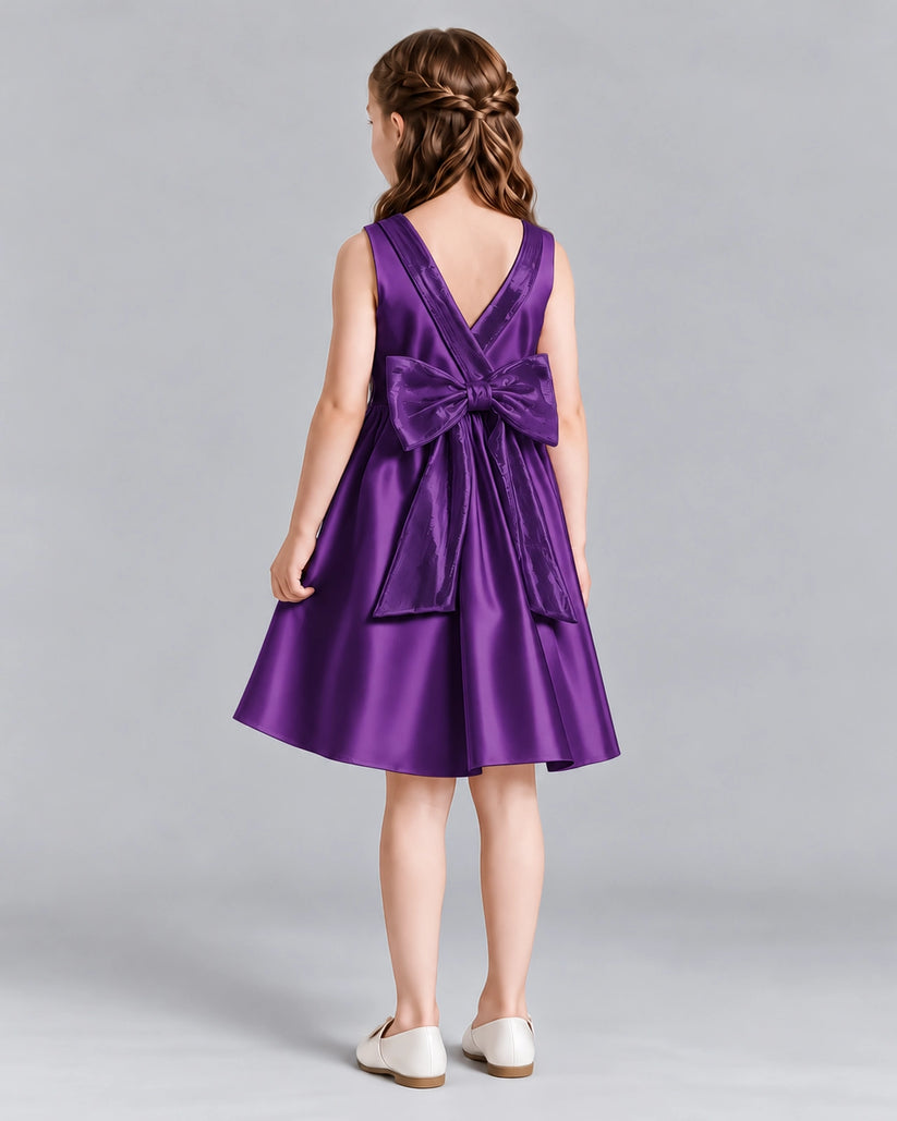 Purple A-line Girls Formal Dresses Back