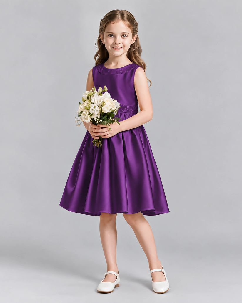 Purple A-line Girls Formal Dresses Front