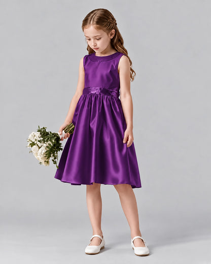 Purple A-line Girls Formal Dresses Side
