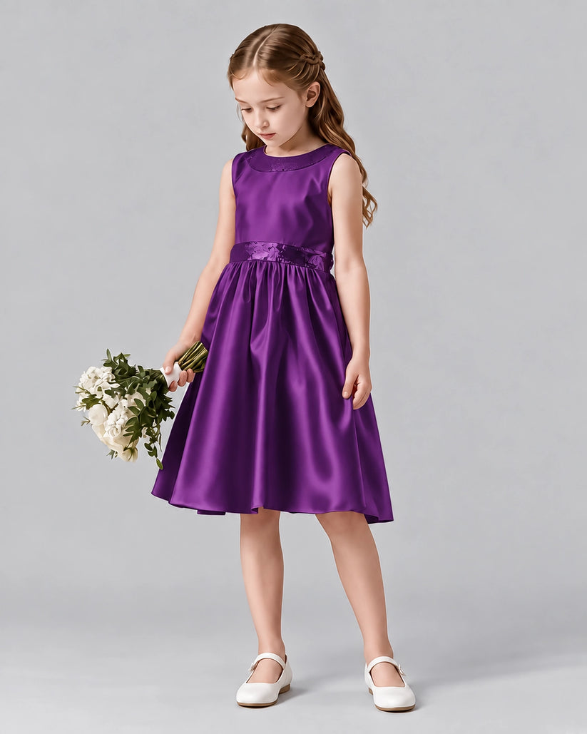 Purple A-line Girls Formal Dresses Side