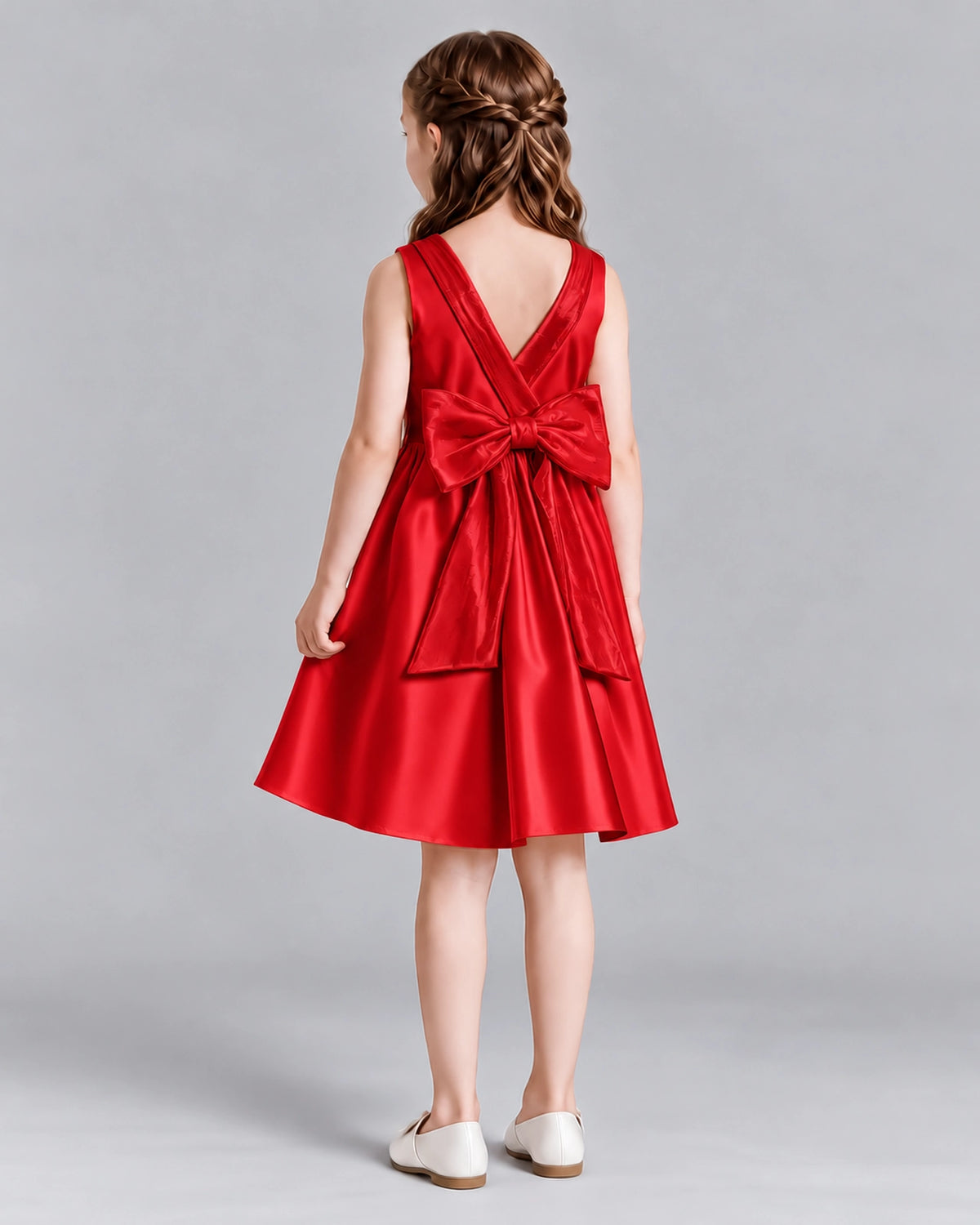Red A-line Girls Formal Dresses Back