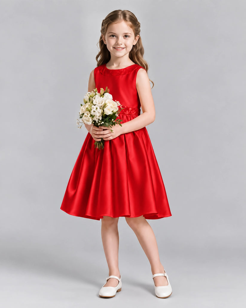 Red A-line Girls Formal Dresses Front