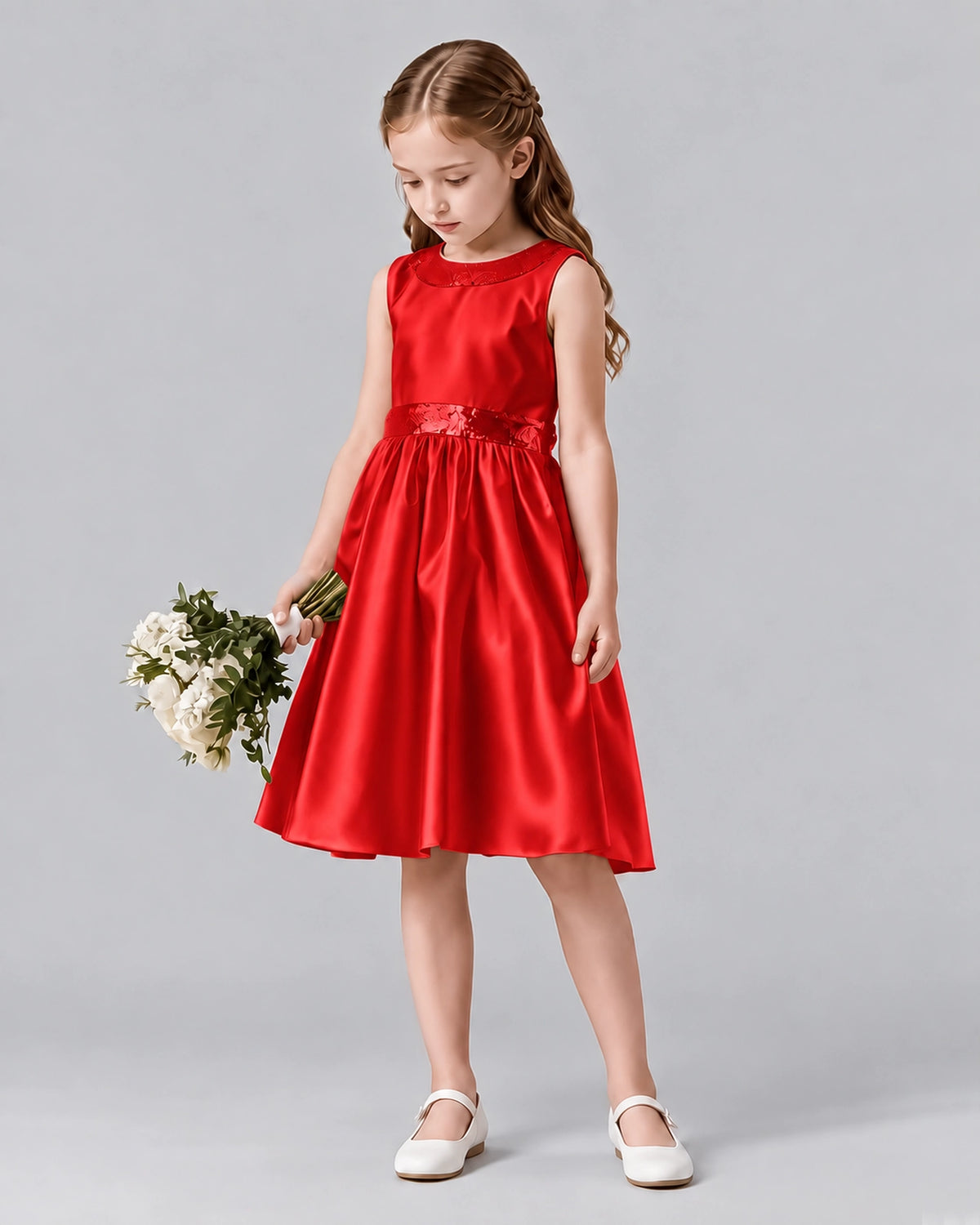 Red A-line Girls Formal Dresses Side