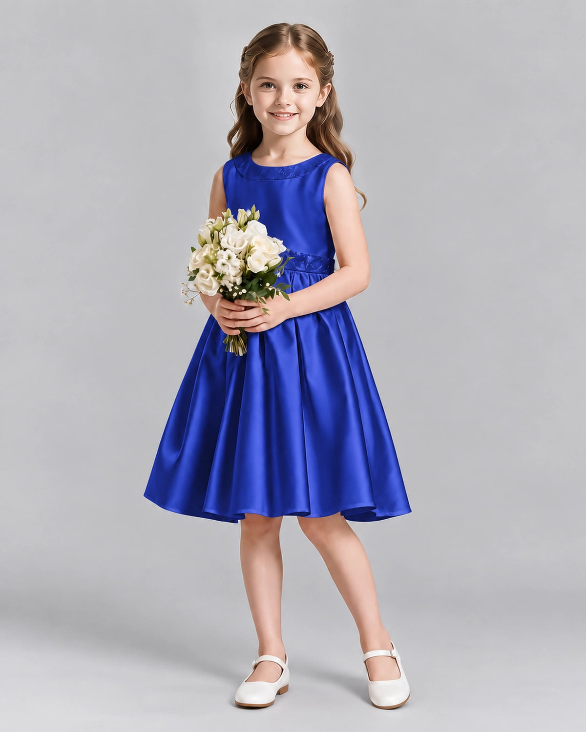 Royal Blue A-line Girls Formal Dresses Front