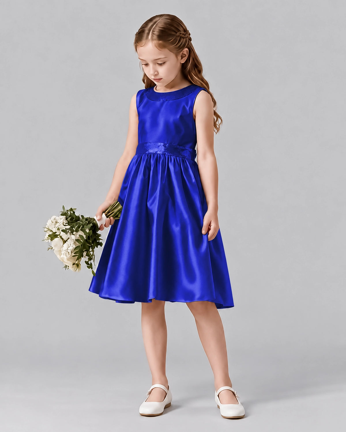 Royal Blue A-line Girls Formal Dresses Side