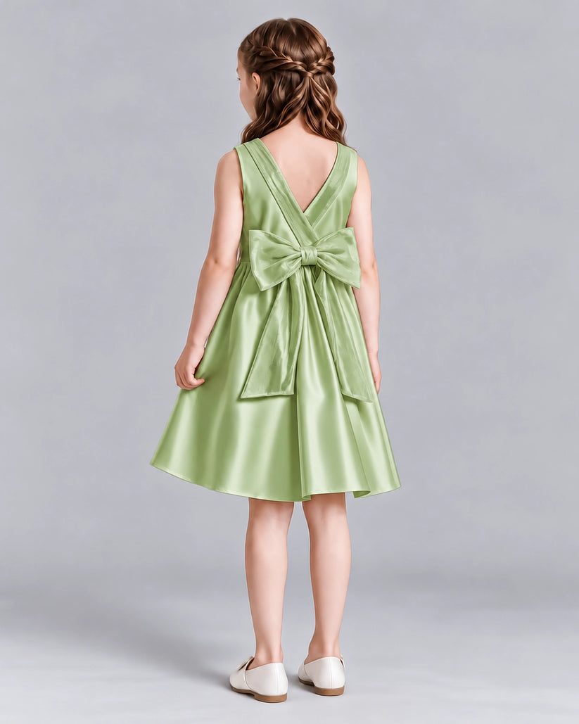 Sage Green A-line Girls Formal Dresses Back