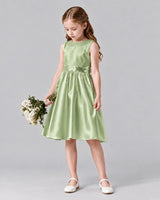Sage Green A-line Girls Formal Dresses Side