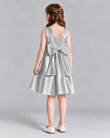 Silver A-line Girls Formal Dresses Back