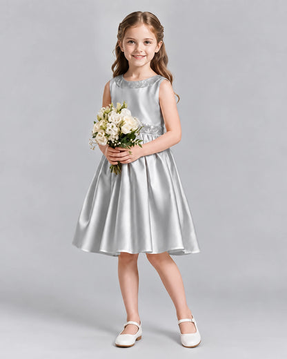 Silver A-line Girls Formal Dresses Front