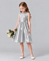 Silver A-line Girls Formal Dresses Side