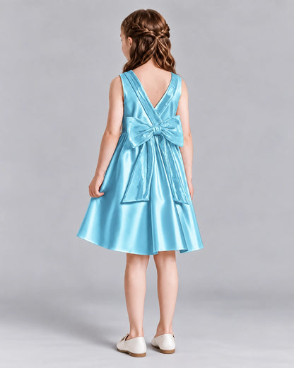 Sky Blue A-line Girls Formal Dresses Back