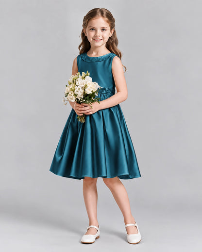 Teal A-line Girls Formal Dresses Front