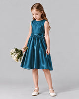Teal A-line Girls Formal Dresses Side