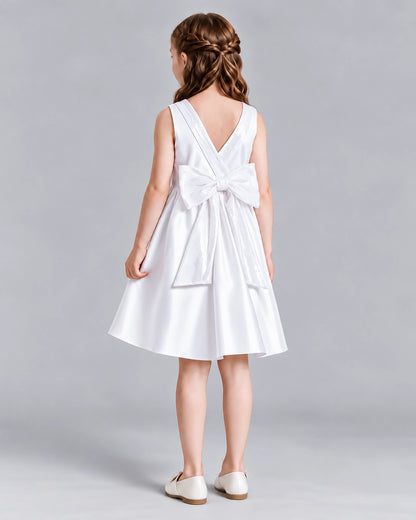 White A-line Girls Formal Dresses Back