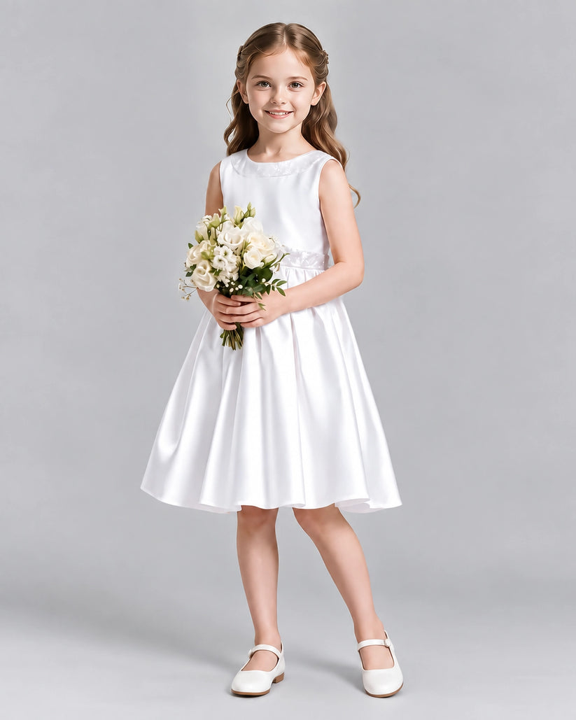 White A-line Girls Formal Dresses Front