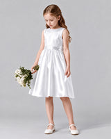 White A-line Girls Formal Dresses Side