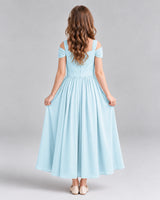 Baby Blue A-line Junior Bridesmaid Dresses Back