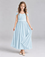 Baby Blue A-line Junior Bridesmaid Dresses Front