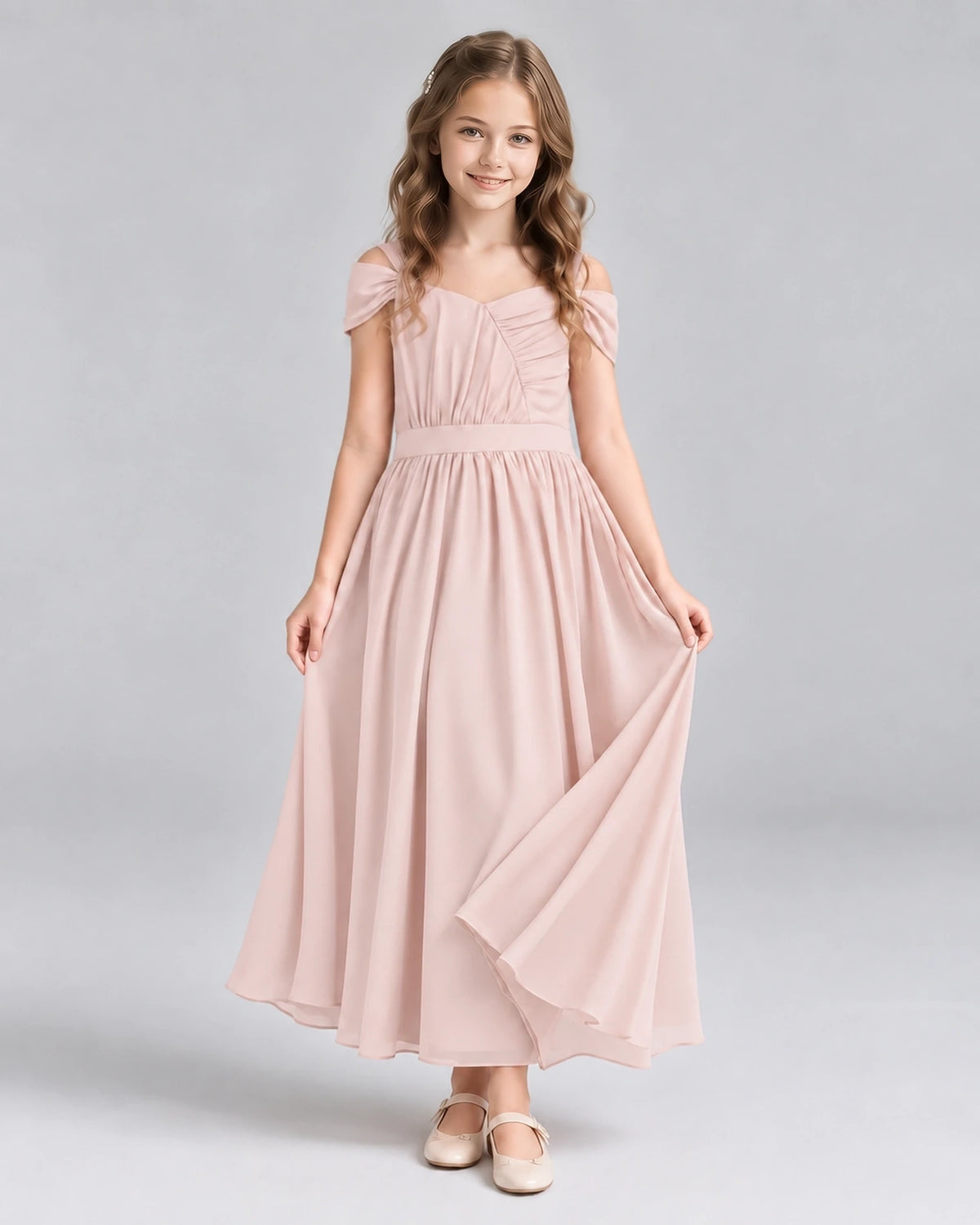 Blush Pink A-line Junior Bridesmaid Dresses Front