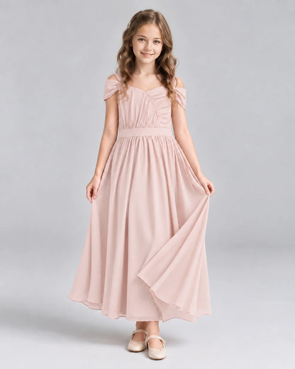 Blush Pink A-line Junior Bridesmaid Dresses Front