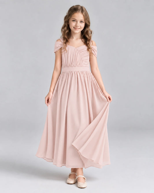 Blush Pink A-line Junior Bridesmaid Dresses Front