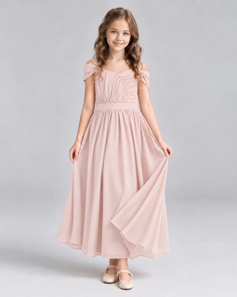 Blush Pink A-line Junior Bridesmaid Dresses Front